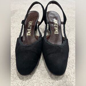 Deliso Designer Women's Slingback Pumps, Women’s Black Size 7 Low Heels